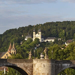 Old Main Bridge, Church of St. Burkard, Kaeppele Church, Wuerzburg, Lower Franconia, Franconia, Bavaria, Germany, Europe, PublicGround