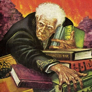 Old Man Clutching Books