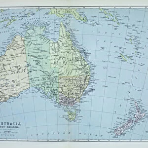Old map of AUSTRALIA continent Published 1894. Antique Illustration