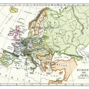 Old map of Europe in 1815 Old map of Europe in 1815