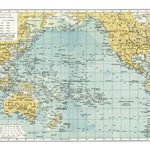 Old map of Pacific Ocean