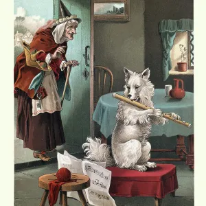 Old Mother Hubbard, nursery rhyme, Dog was playing the flute Old Mother Hubbard, nursery rhyme, Dog was playing the flute