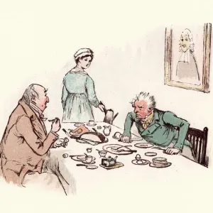 Vintage Print of Two Old Men Arguing Over Dinner Vintage Print of Two Old Men Arguing Over Dinner