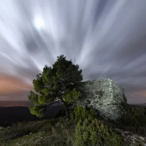 Old watchtower on top of a mountain at night Old watchtower on top of a mountain at night