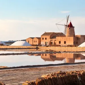 Old windmill at Marsala salt pans Old windmill at Marsala salt pans