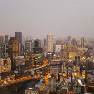 Osaka skyline seen at dusk Osaka skyline seen at dusk