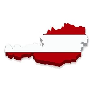 Outline and flag of Austria, 3D