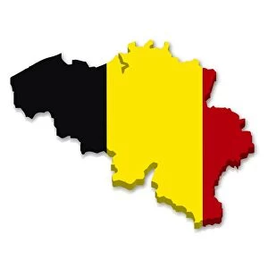 Outline and flag of Belgium, 3D