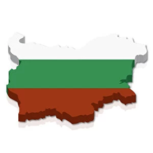 Outline and flag of Bulgaria, 3D