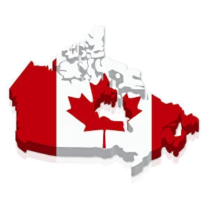 Outline and flag of Canada, 3D
