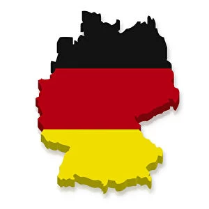 Outline and flag of Germany, 3D
