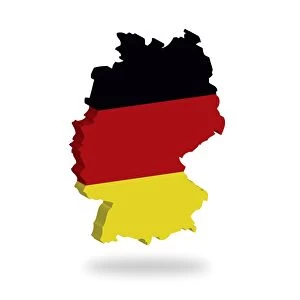 Outline and flag of Germany, 3D, hovering
