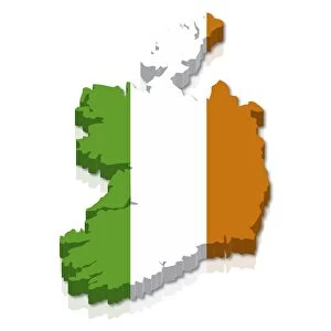 Outline and flag of Ireland, 3D