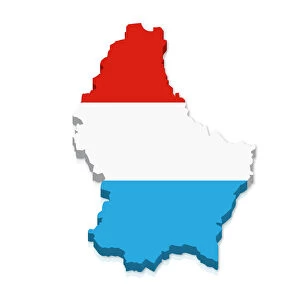 Outline and flag of Luxembourg, 3D