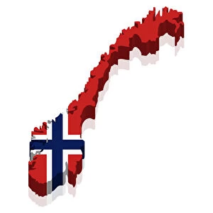 Outline and flag of Norway, 3D