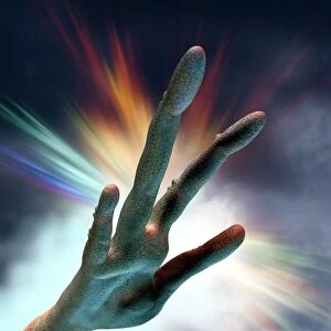 Outstretched alien hand, artwork