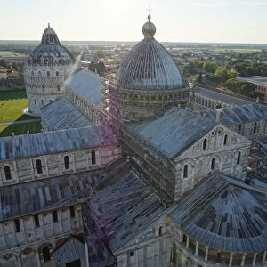 Overview on Cathedral and Baptistery at Dusk, Pisa, Italy