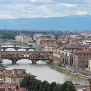 Overview on old Florence at the Arno River, Italy Overview on old Florence at the Arno River, Italy