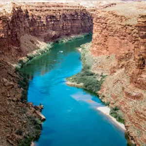 PAGE, USA - APRIL 17, 2019: Marble Canyon Bridge and colorado river near Page Arizona