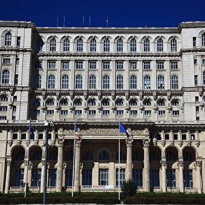 The Palace of the Parliament, Romanian Palatul Parlamentului, also known as the House of the People, Casa Poporului, the second largest building in the world, The Palace of the Parliament, Palatul Parlamentului, in Bucharest, Romania