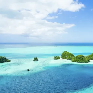 Palau rock islands and tropical water from above