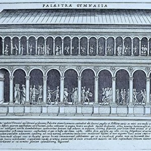 The palestra and gymnasium of the gymnasium, historical Rome, Italy, digital reproduction of an original 17th-century painting, original date unknown