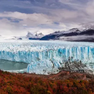 Panorama of glacier Perito Moreno in autumn. Argentina, Patagonia