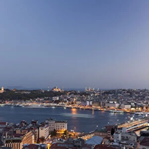 Panorama of Old Istanbul at dusk