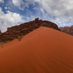 Panorama of Wadi Rum desert at sunruse, Jordan