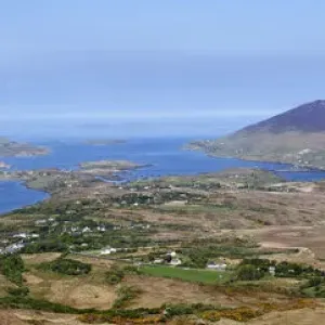 Panoramic view from Diamond Hill over Letterfrack and Ballynakill Harbour, Connemara National Park, County Galway, Republic of Ireland, Europe Panoramic view from Diamond Hill over Letterfrack and Ballynakill Harbour, Connemara National Park, County Galway, Republic of Ireland, Europe