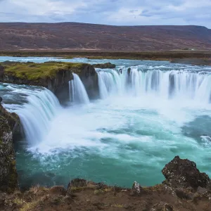 Panoramic view of the famous Godafoss waterfall, Iceland