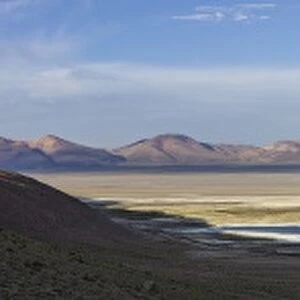 Panoramic view of the salt lake Salar del Huasco, Pica, Tarapaca Region, Chile