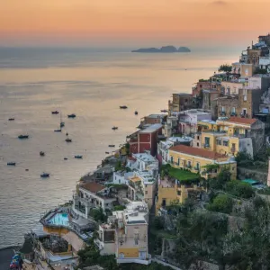Positano Amalfi Coast Panoramic Sunset Print Positano Amalfi Coast Panoramic Sunset Print