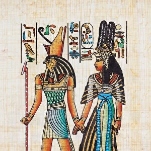 Papyrus Depicting Horus and Queen Nefertiti