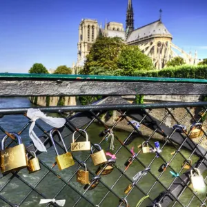 Paris Print - Notre Dame with Pont de la Tournelle Bridge Paris Print - Notre Dame with Pont de la Tournelle Bridge