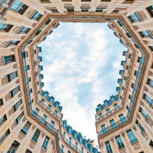 The Parisian buildings of Place Edouard VII, in France