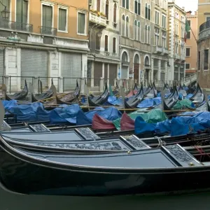 Parking gondolas Venice Italy