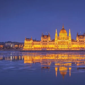 The Parliament of Hungary, Budapest in the winter night