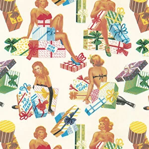Pattern of Women and Wrapped Presents