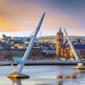 Print of the Peace Bridge and Guildhall, Derry Print of the Peace Bridge and Guildhall, Derry