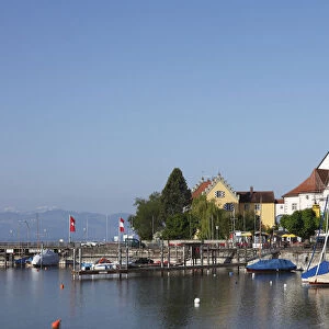 Peninsula with church of St. Georg, Wasserburg on Lake Constance, Swabia, Bavaria, Germany, Europe, PublicGround