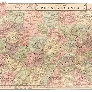 Pennsylvania state USA map 1881
