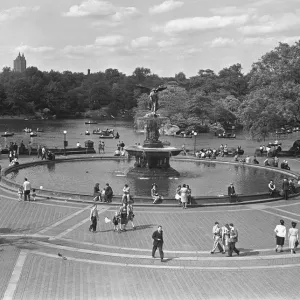 Bethesda Fountain Print, Black and White Elevated View Bethesda Fountain Print, Black and White Elevated View