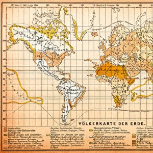 Peoples map of the earth from 19th century