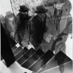 Photo Montage of Man Climbing Stairs