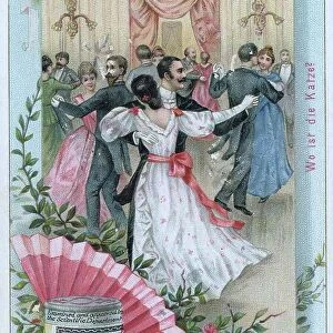 Picture series Dances of the Countries, Viennese Waltz, Austria, digitally restored reproduction of a collector's picture from ca 1900