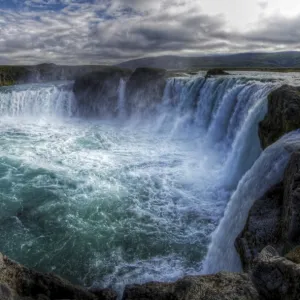 Picturesque Godafoss waterfalls in north Iceland