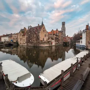 Bruges Old Town Print featuring Belfry Tower Bruges Old Town Print featuring Belfry Tower