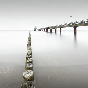 Pier with diving gondola at the Baltic resort Zingst, Germany Pier with diving gondola at the Baltic resort Zingst, Germany