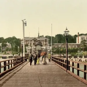 Pier in Heringsdorf, Mecklenburg-Western Pomerania, Germany, Historic, Photochrome print from the 1890s Pier in Heringsdorf, Mecklenburg-Western Pomerania, Germany, Historic, Photochrome print from the 1890s